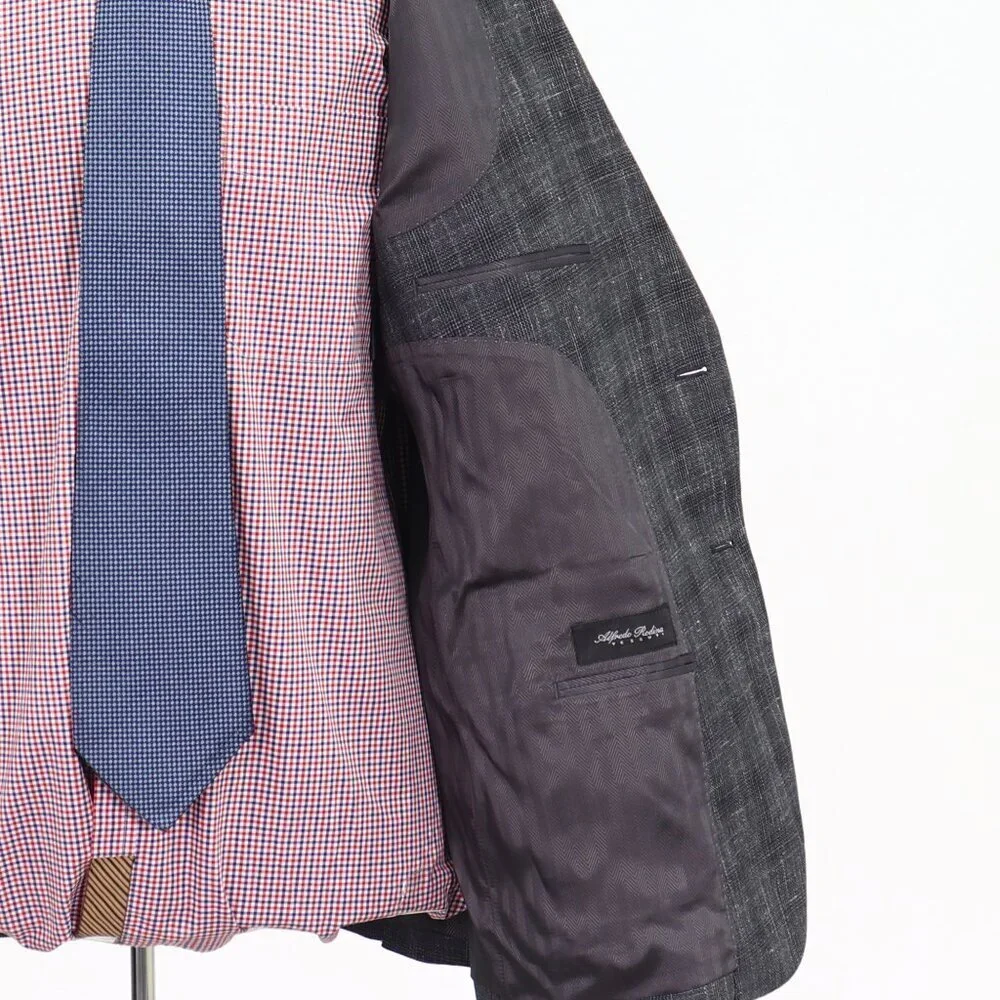 Joseph Abboud 46R Gray Check 2-Button Sport Coat Blazer Jacket G788